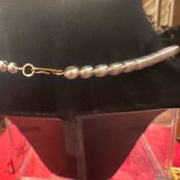 Southwestern Squash Blossom Necklace Turquoise Color Double Strand 28in - Picture 4 of 9